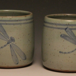 Small mu Smaller, straight sided mug with handle 11-12 ozg with Dragonfly design
