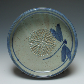 Dipping dish with garlic grater top view shown in Dragonfly