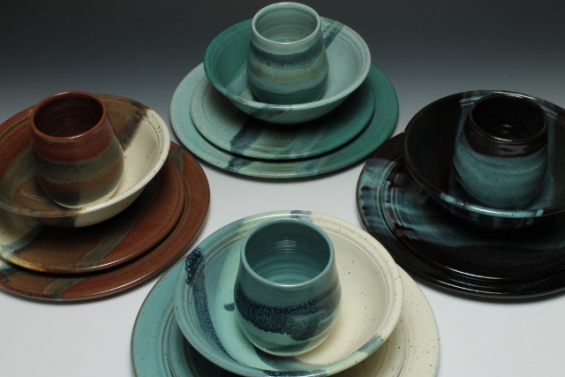 dinnerware in four color options