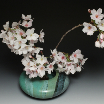 Ikebana Flower arranging pot in Mountain glaze