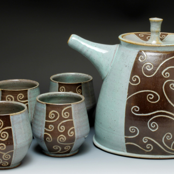 carved tea set